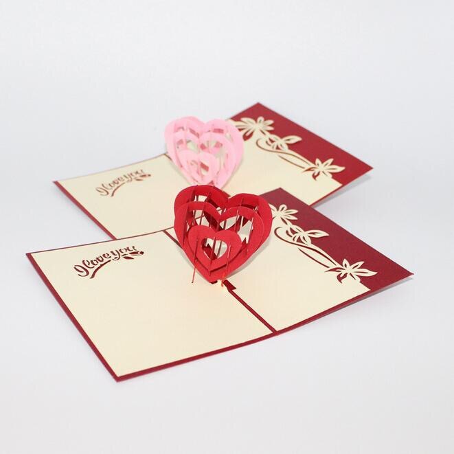 3D Valentine's Day Card Handmade Paper Greeting Card Blessing Card Wedding Aniversary Invitations Greeting Cards: B