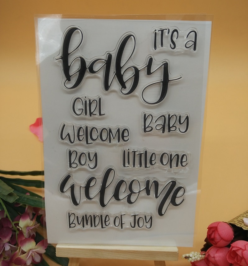 Bienvenue c'est un bébé fille Sentiment Scrapbook bricolage photo cartes compte caoutchouc timbre clair tampon transparent 10x10 cm CS2146