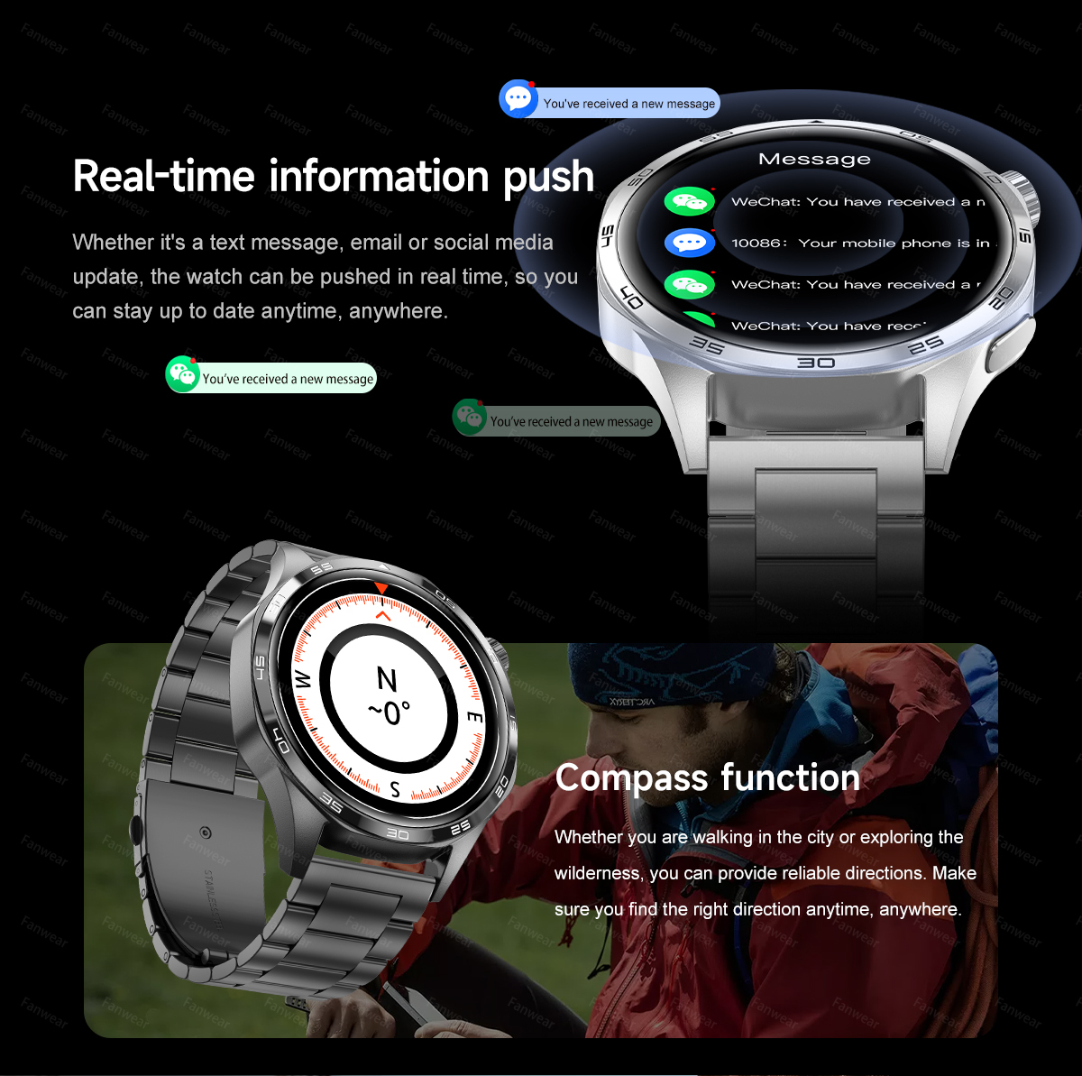 2025 novo relógio inteligente esportivo masculino para huawei relógio gt5pro gps trajetória bússola 100 + modo esportivo nfc bluetooth chamada ai voz