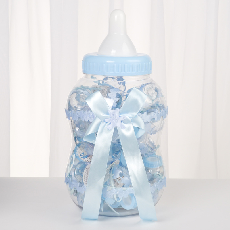 Caja de de plástico para bebé niña y niño, caja de dragado de dulces para de nacimiento, botella de alimentación para bebé, decoraciones para de cumpleaños y boda: blue big bottle
