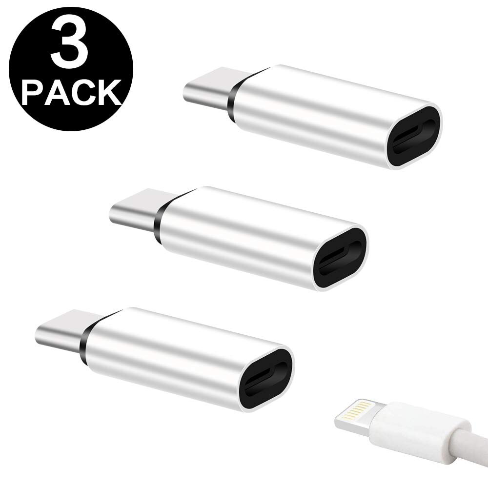 3PCS Metal Usb Type C To Lightning Adapter for Samsung Galaxy S9 S10 S20 Plus IPhone 11 Pro Max X 7 8 USBC To Ios Jack Converter: Silver