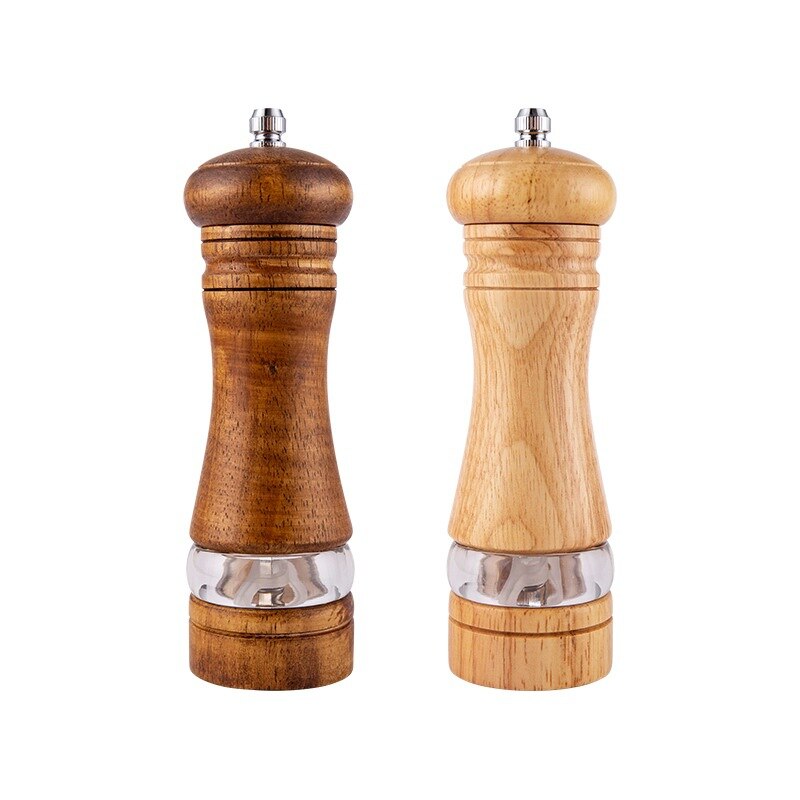 Moulin à poivre et à sel, moulin à épices en bois, engrenage en céramique, fraise de cuisine réglable: 2pcs