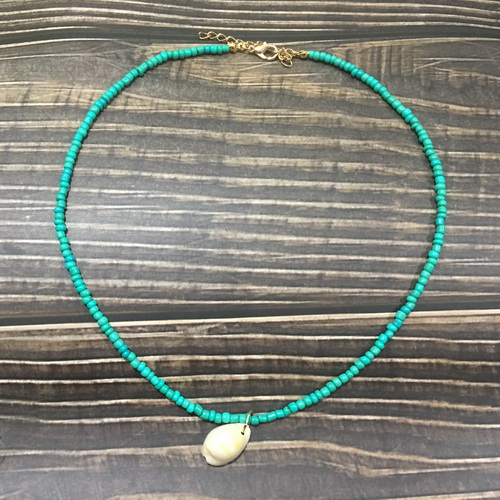 Proste koraliki shell Strand naszyjnik kobiety String z koralikami krótkie shell Choker naszyjnik biżuteria 16 cali Chokers naszyjnik prezent: 6
