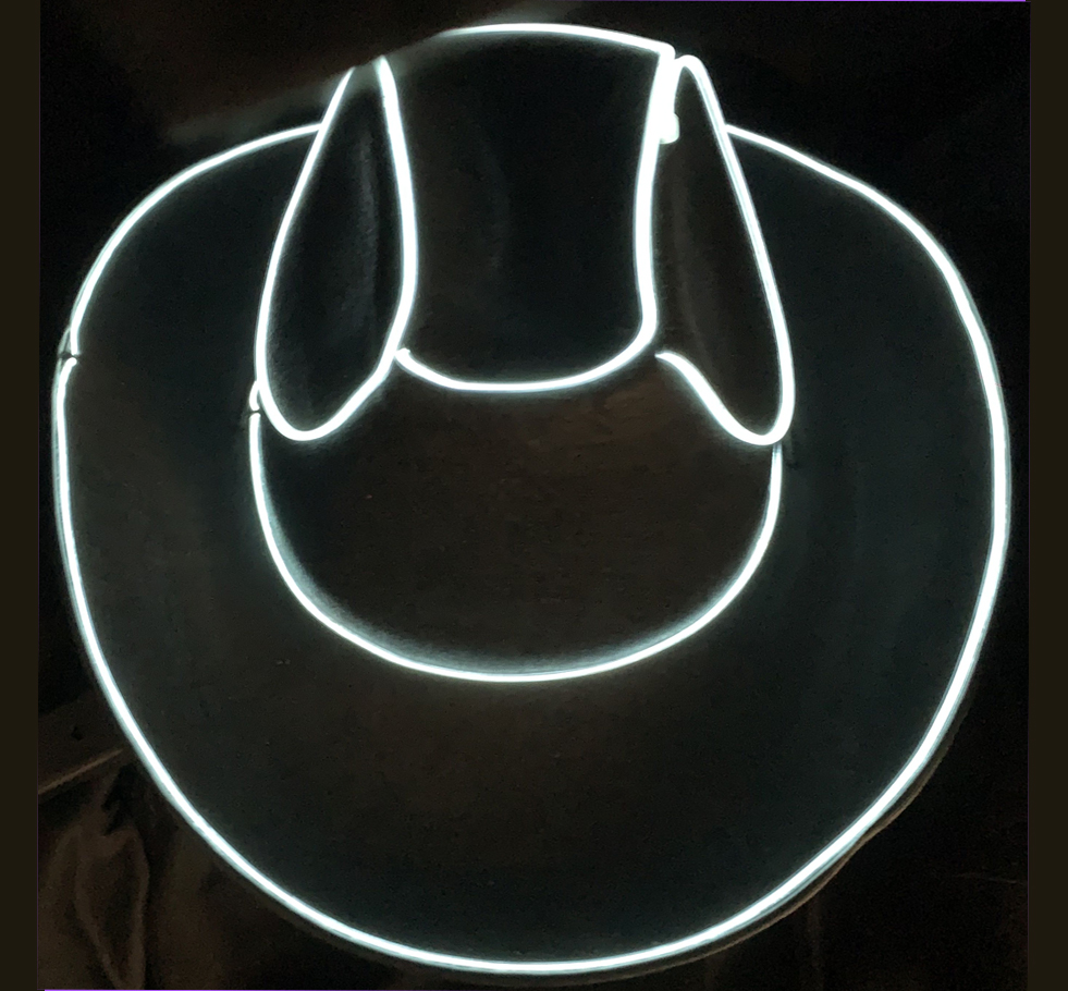 Increíble sombrero de vaquero con luz LED, sombrero de alambre intermitente, sombrero Led, luces parpadeantes, sombrero de vaquera, sombrero de novia Led, boda de Navidad: Negro