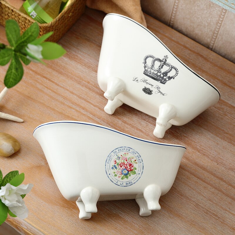 Nowoczesna moda opróżniania otwór mydelniczka wanna kształt Róża wzór ceramiczne mydelniczka łazienka kunszt tacka na mydło hotel mydelniczka