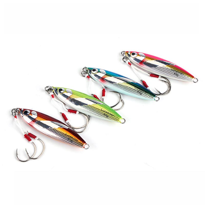 Jakthus bly jigg bete fiske bete metall jigging 80g hårdbete fiske beten 40/60/100g dubbla krokar långsamt jiggande beten