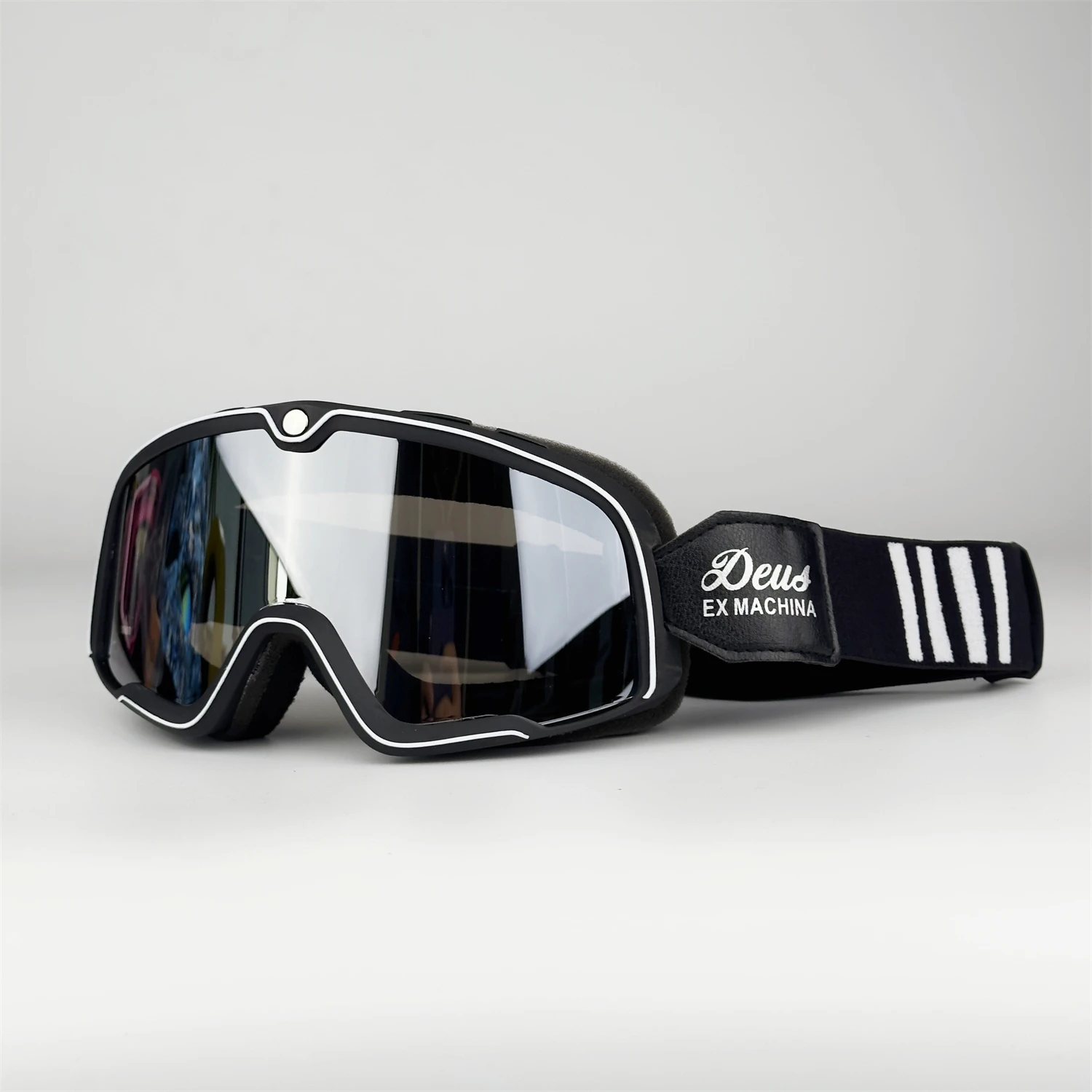 Motorhelmbril Retro motorfiets off-road fietsen Fietszonnebril Winddicht en zanddicht Off-road universeel glas...: Black