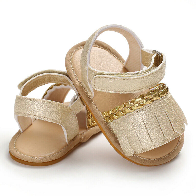 Baby Meisjes Sandalen Zomer Pasgeboren Baby Baby Meisjes Kwastje Sneaker Effen Hold Leather Zachte Crib Anti Glijdt Schoenen Prewalker 0-18M