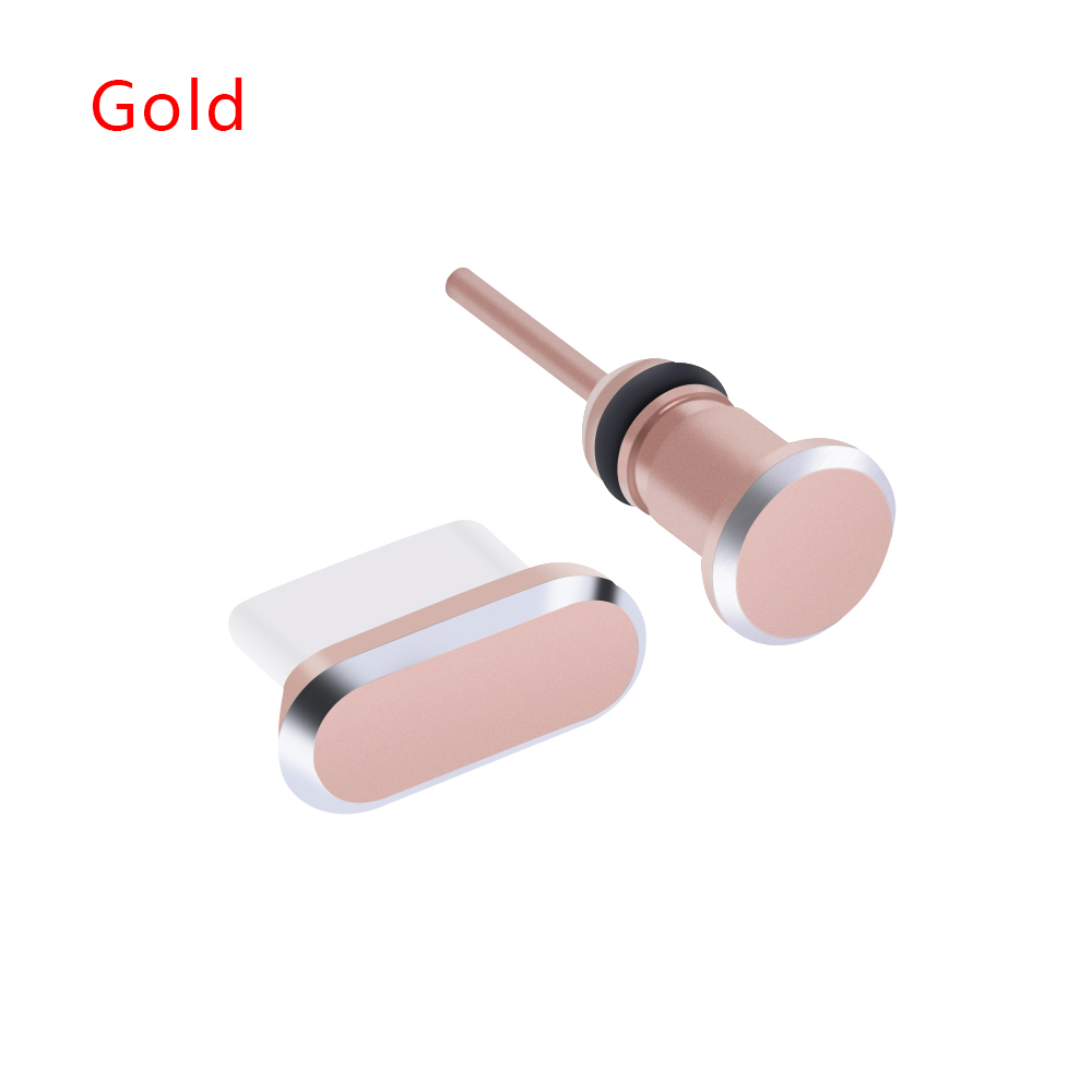 Bunte Sim Karte Stift Metall Typ C Ladung Hafen Anti-Staub 3,5mm Kopfhörer Jack Staub Stecker Für Samsung s10 Telefon Zubehör: Gold