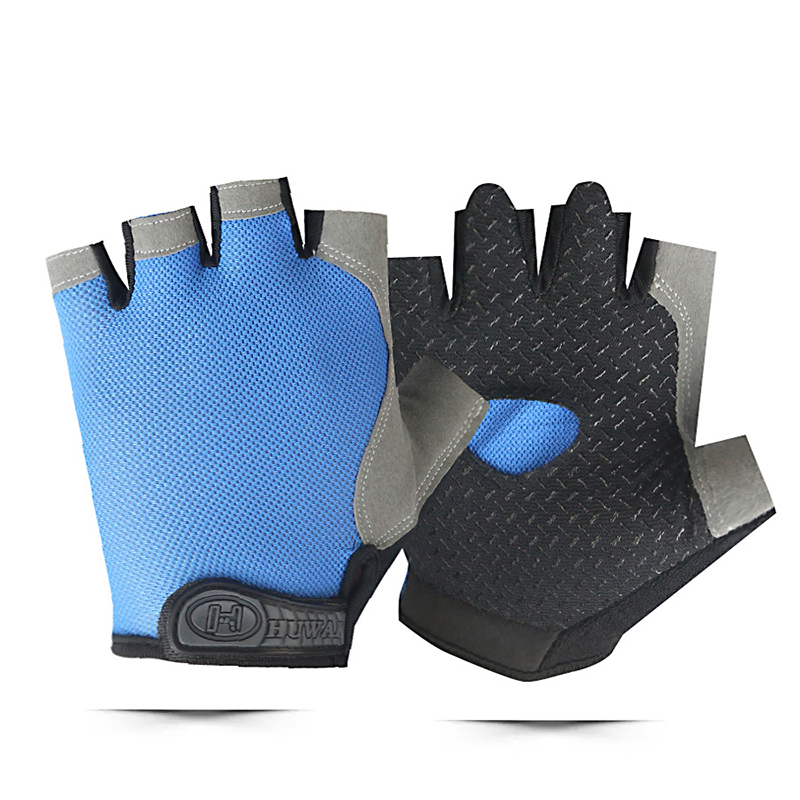 Guantes de gimnasio Guantes sin dedos Guantes antideslizantes que absorben los golpes Guantes transpirables Guantes deportivos para entrenamiento Levantamiento de pesas Ciclismo: Azul / M