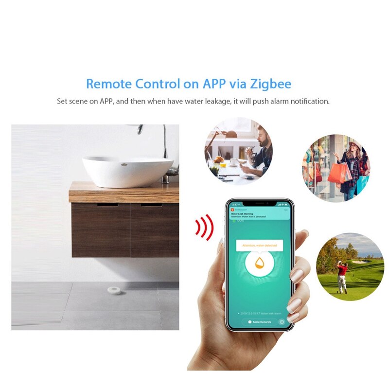 Zigbee Smart Home Water Leak Sensor Wireless Flooding Detector Water Leakage Detection Alert Water Level Overflow Alarm Tuya Sma