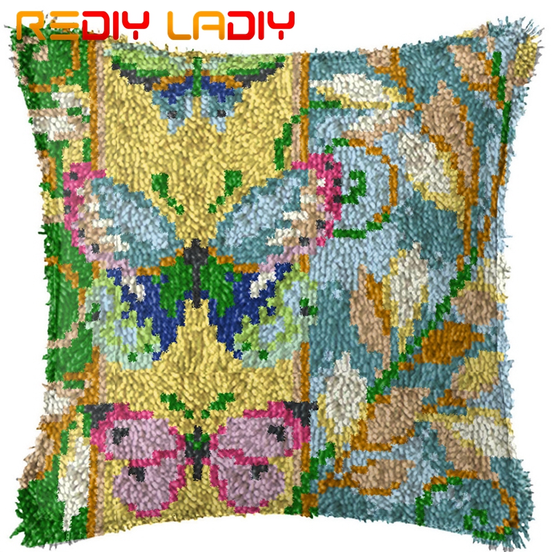 Latch Hook Kits Make Your Own Cushion Daffodil Flowers Printed Canvas Crochet Pillow Case Latch Hook Cushion Cover Hobby & Craft: BZ916