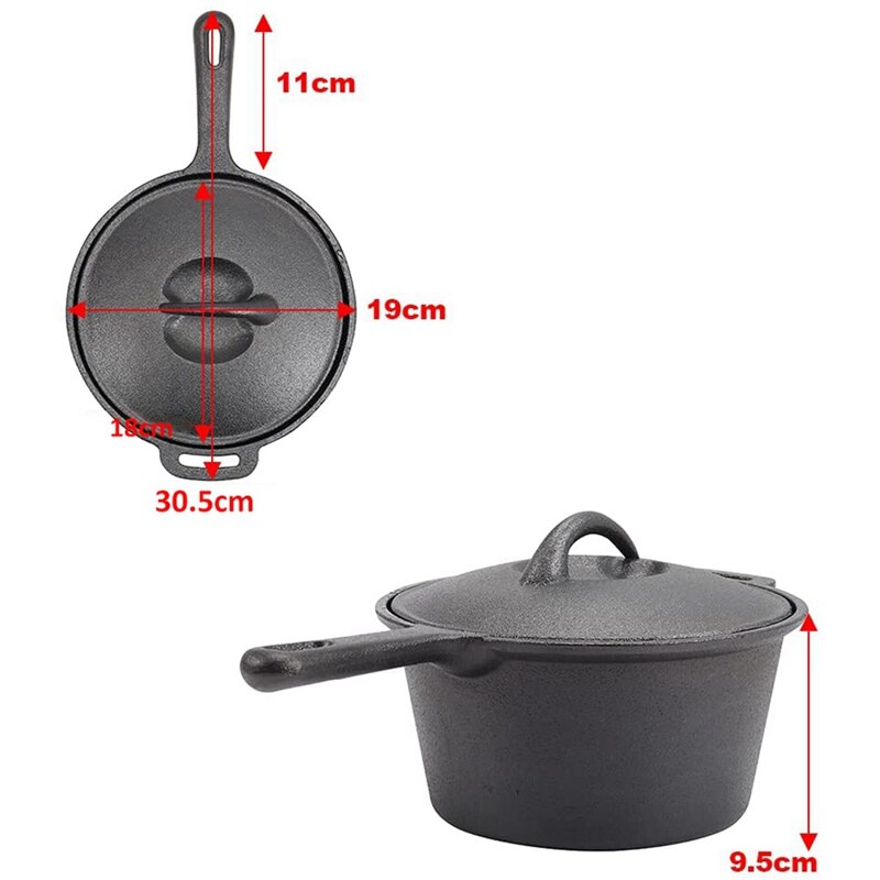 Practical Cast Iron Saucepan, Non-Stick Pan With Lid Cast Iron Deep Pan, Suitable For Induction, Electric And Gas Hobs