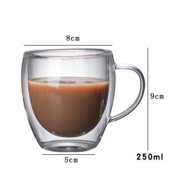 1 stuk dubbelwandige glazen beker hittebestendige thee-koffiebeker handgemaakte bierpul theeglas whiskyglazen bekers drinkgerei: B 250ml