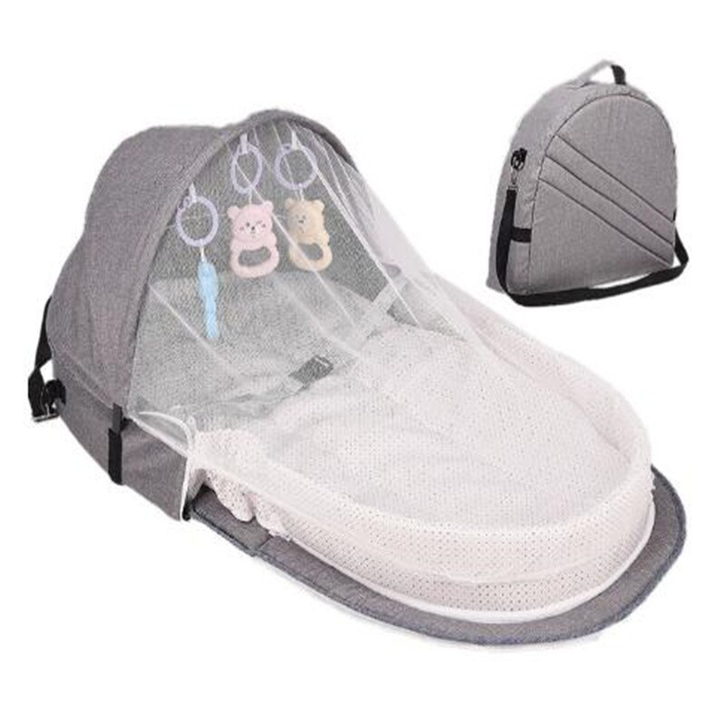 Berceau Portable pliable pour enfants, lit bébé, lit de voyage, avec moustiquaire, pour -nés: Gray Shoulder Bags
