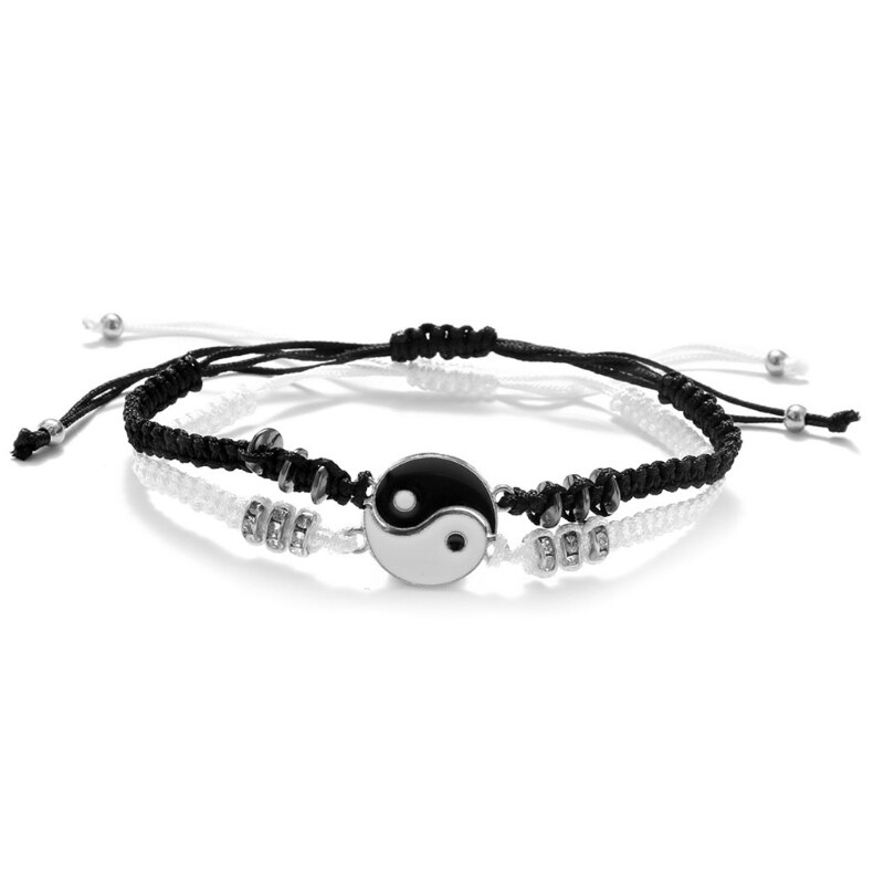 Passenden Yin Yang Einstellbare Schnur Armbinde für Beste Freund Freund Freundin: Schwarz und Weiß