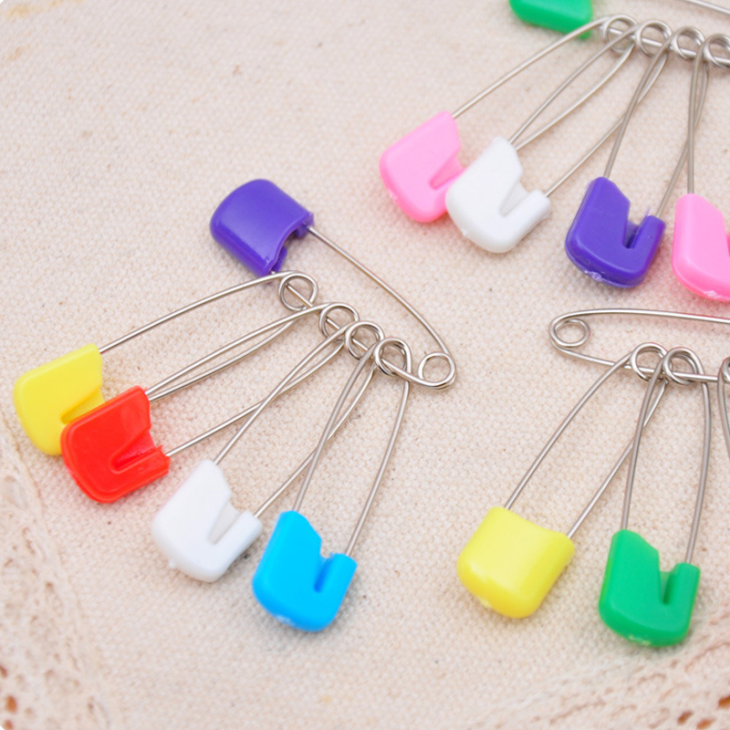 15Pcs Plastic Head Safety Pins Safety Locking Baby Cloth Diaper Nappy Pins Buckles DIY Needle Pins Sewing Supplies
