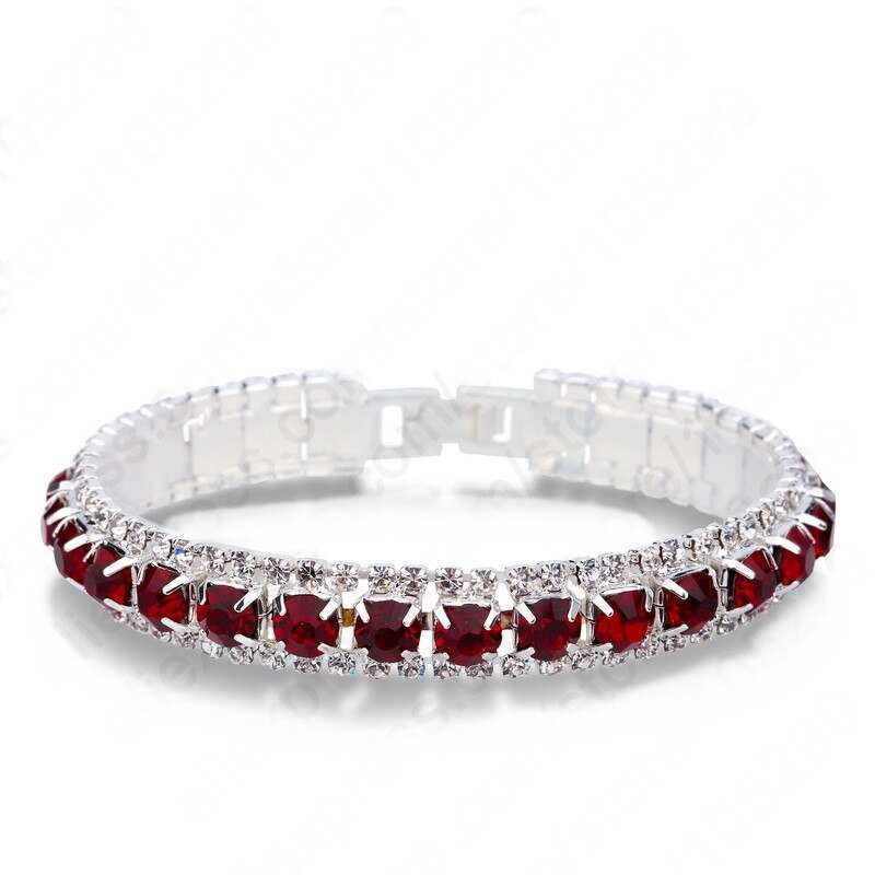 925 Sterling Zilver Silve Vrouwen Klassieke Sieraden Clear Red Cubic Zirkoon Armband &amp; Bangle