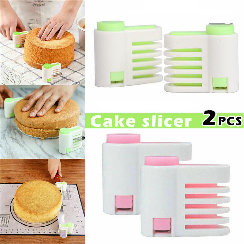 2 Stks/pak Cake Slicer Cutter 5 Lagen Cake Brood Leveler Slicer Set Diy Fixator Snijgereedschap Keuken Cake Accessoires