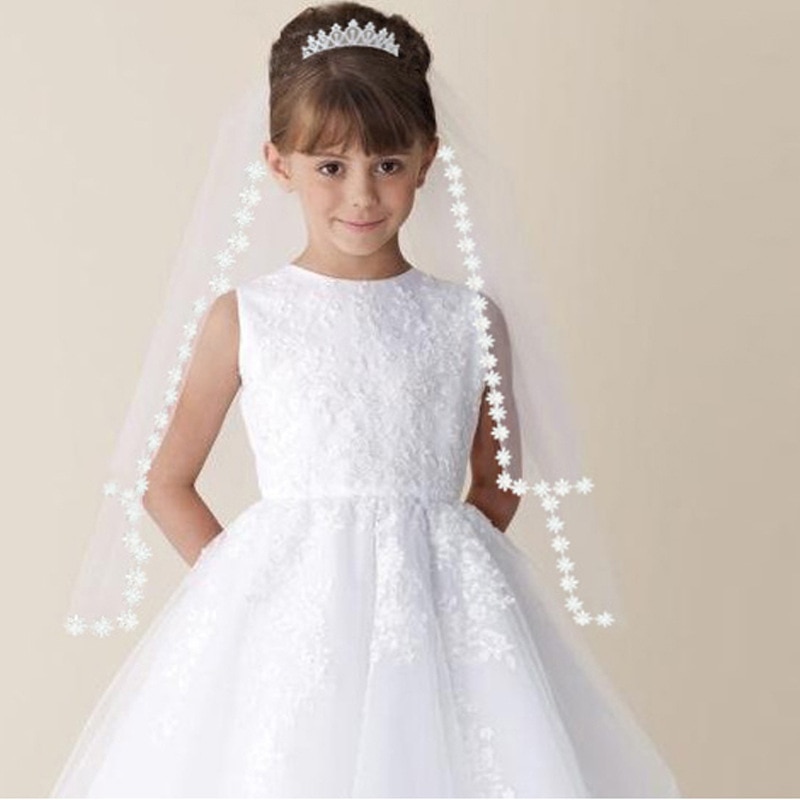 In Stock Girls First Communion Veils White/Ivory Wedding Flower Girl Veils Hair Accessories