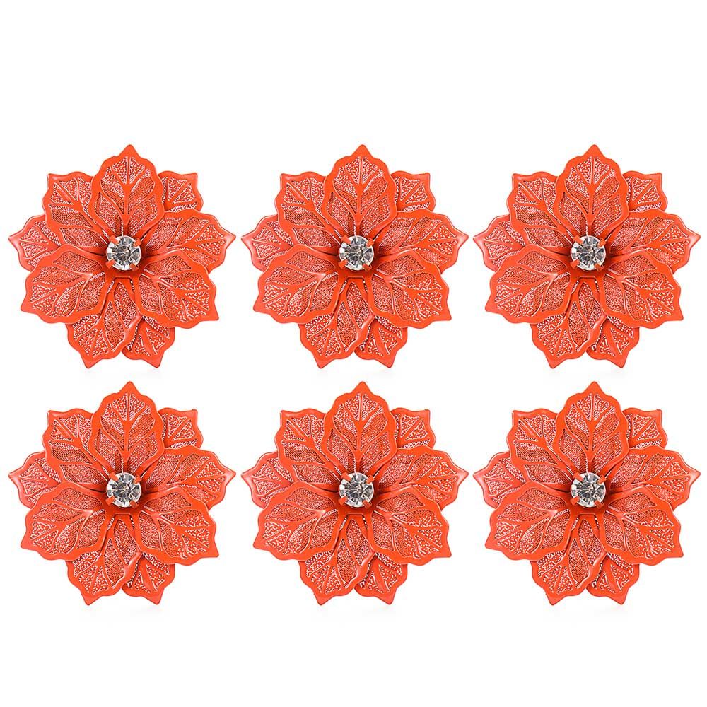 Restaurant Kitchen Gadgets Party Supplies Christmas Ornament Napkin Buckle Napkin Rings Table Decoration Towel Holder: orange-6PCS