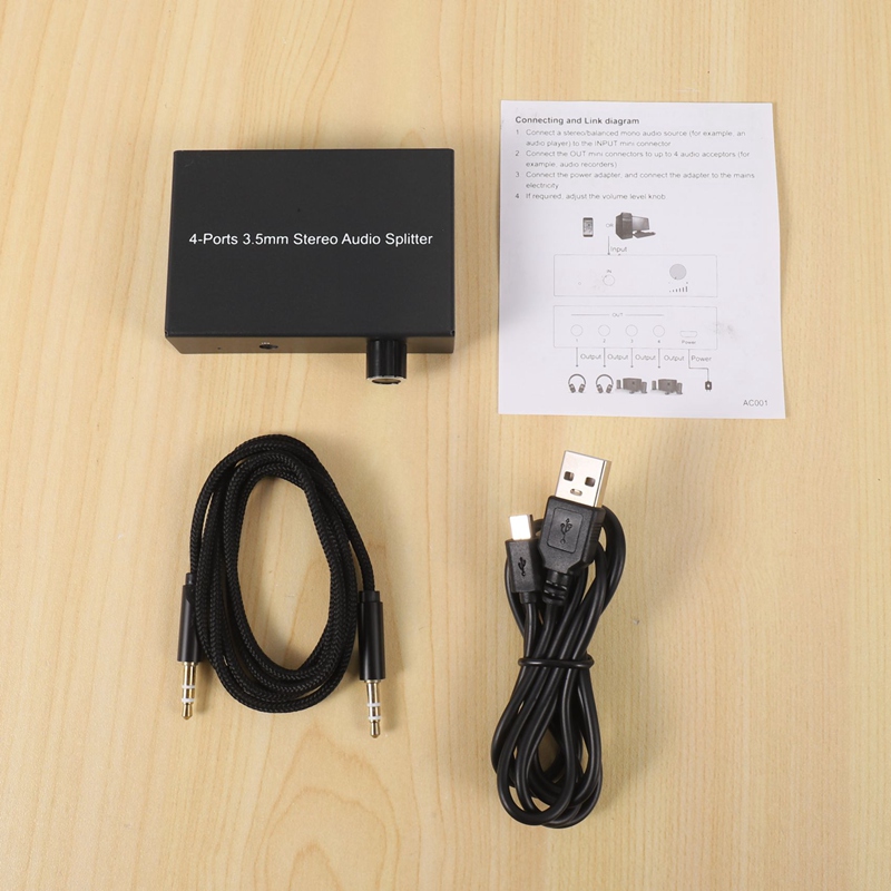 4 Ports 3.5mm Audio Splitter Multiple Audio Outputs Headphone Amplifier Stereo Audio Amplifier Earphone Splitter