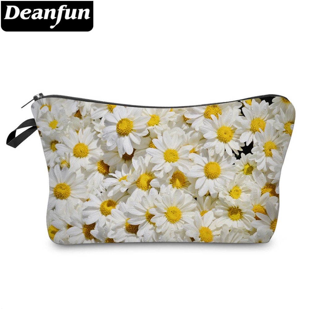 Deanfun Waterproof Cosmetic Bag Women Toiletry Bags Roomy Little Daisy Small Makeup Bags Women 52349