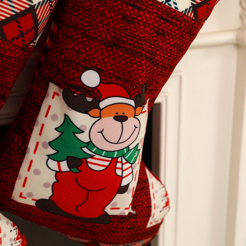 Weihnachten Strümpfe, Plaid Manschette Kamin Weihnachten Baum Hängen Strümpfe für Familie Dekor