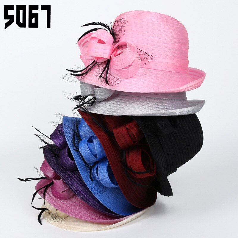 Lady Fedoras Hat Girl Summer Organza Cap Version Dome Hat British Shopping Adjust Fedoras Cap Shading Hats A67