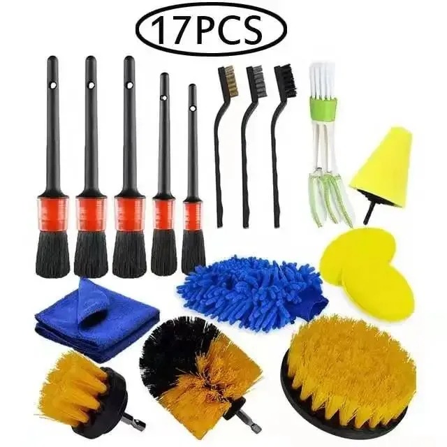 Kit de cepillo de taladro eléctrico, limpiador multiusos, herramientas de limpieza de neumáticos de coche para azulejos, baño, cocina, cepillos redondos de plástico