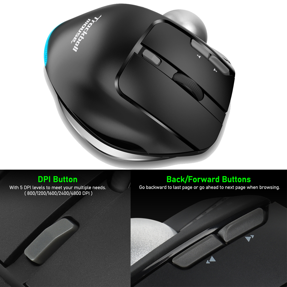 Lefon F33/F26C/F35B souris Trackball/souris ergonomique Bluetooth 2.4G souris Rollerball Rechargeable sans fil pour dessin de bureau PC