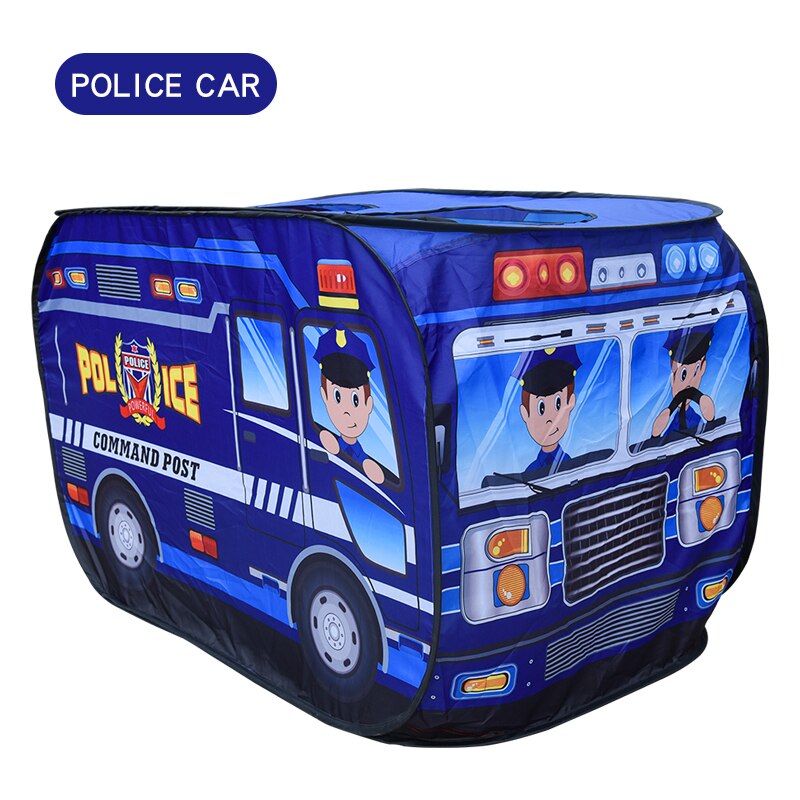 Børns indendørs spil folde telt udendørs brandbil politibus folde pop-up legetøjstelt brand model husbus: Jc