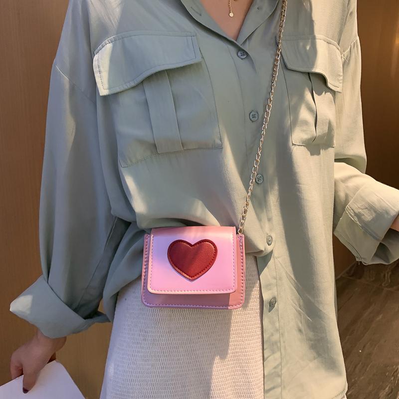 Super Mini Crossbody Tassen Voor Vrouwen Mode Ketting Leuke Hart Dames Schoudertassen Zomer Meisjes Avond Clutch Portemonnee Box Flap