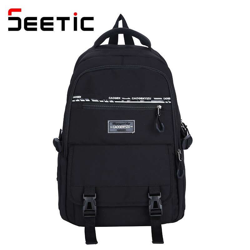 SEETIC Hohe Kapazität Rucksack Multi-Tasche Wasserdicht Rucksack Frauen Einfarbig Frauen Rucksack Nylon Rucksack Weiblichen: Schwarz Rucksack