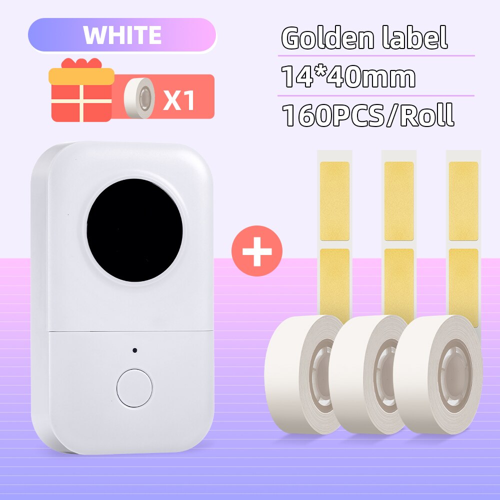 Phomemo D30 Wireless Pocket Label Maker Free App Compatible with IOS + Android 203dpi Clear Printing for Home and Work Labeling: D30 3 Golden Label
