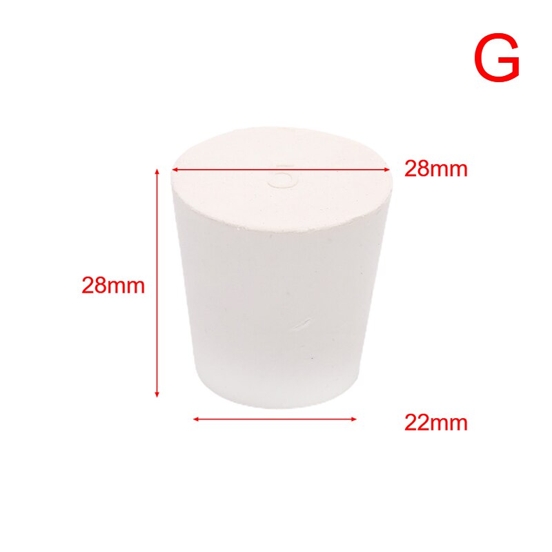 Juego de tapones de goma maciza para laboratorio, tapón de Color blanco, tapón de botella cónica, tapa sellada de tubo resistente al álcali, 5 o 10 Uds.: G
