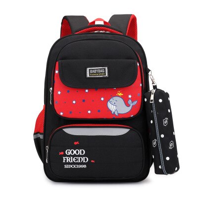 Moda dos desenhos animados bonito das crianças mochila de alta capacidade escola primária menino menina carga-reduzindo respirável oxford pano mochila: red