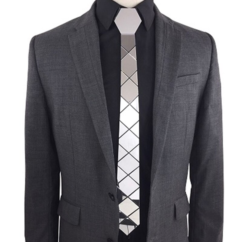 15 Styles Silver Hexagon Ties Stylish Men Skinny Neckties 6cm Luxury Men Box Formal Dress Wedding Accessory Unique: Silver Diamond