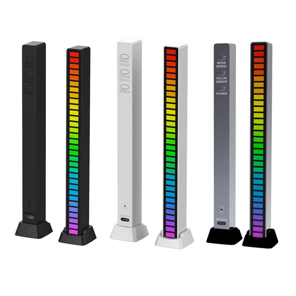 USB/Rechargeable Battery APP Control RGB Colorful Tube 32 LED Voice-Activated Pickup Rhythm Strip Light Music Ambient Lamp Bar