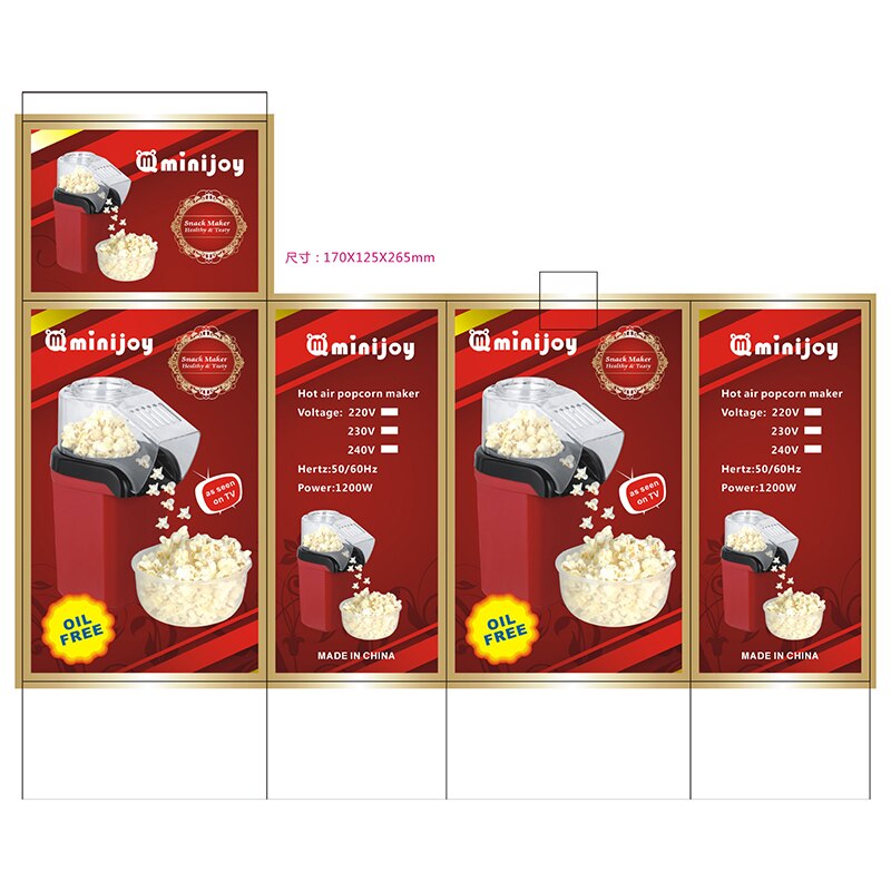 1200W Air Popper Popcorn Maker with Protaction Cover and Measuring Cup Electric Machine Kitchen Supplies B88