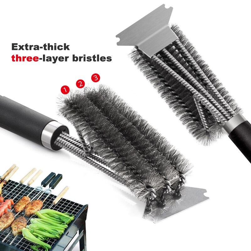 Mosodo BBQ Grill Brush Cleaning Scraper Barbecue Cleaner Wire Brushes Stainless Steel Tools for All Grill Types BBQ Accessories