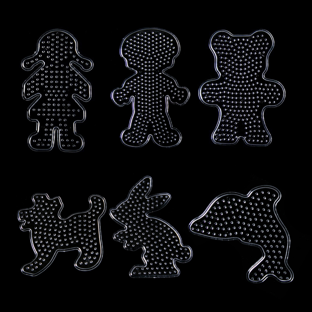 6-Pack 5mm Fuse Bead Pegboards Transparent Plastic Ironing Bead Templates for DIY Crafts Jewelry Making Accessories