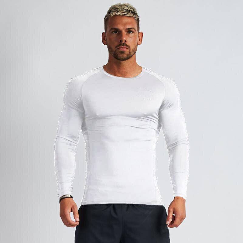 Lauf T-Shirt Männer Rollkragen Kompression Shirt trainieren Fitness Spitzen Herbst Bodybuilding Kleidung Fitnessstudio Langarm T Hemden