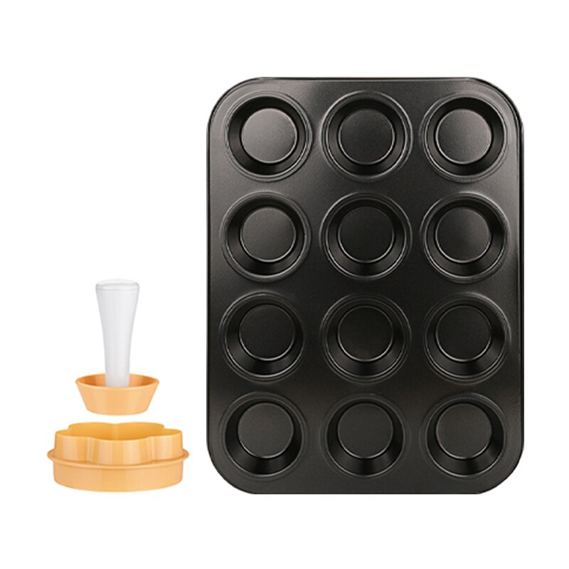 Mini Cupcake Pan Set For Baking Include Tartle Tamper Round Cookie Cutter 6/12 Holes Muffin Tray Pastry Tools Accessories A003: 2PCS  12Holes