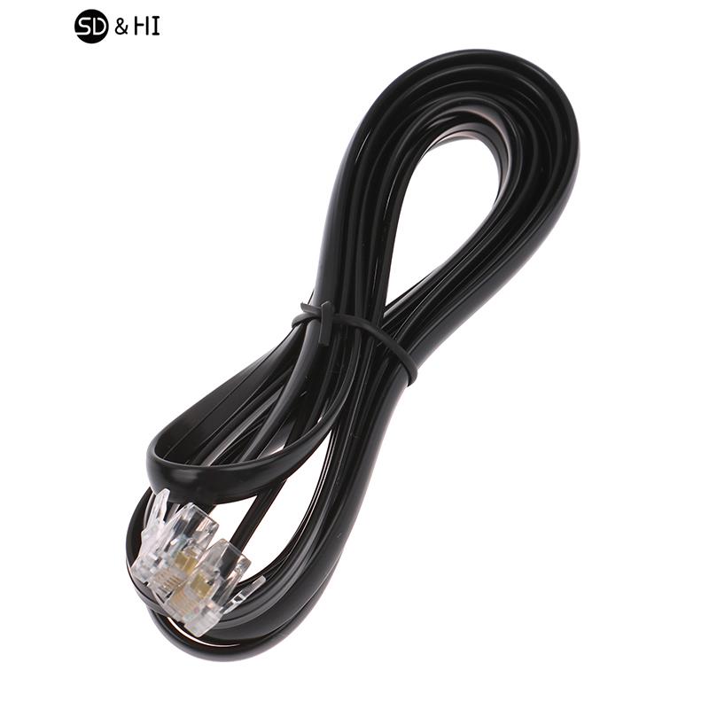 RJ11 RJ12 6P6C Data Cable, Male to Male Modular Data Cord Straight Wiring Pinout Telephone Handset Voice Extension Cable: WHITE