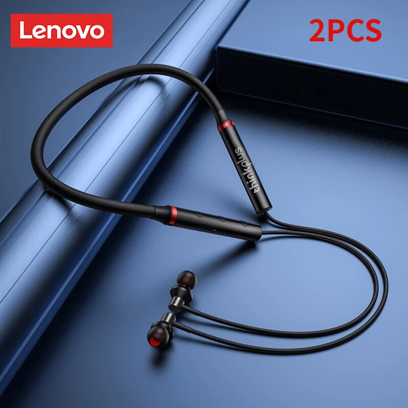 Origial Lenovo HE05X Bluetooth Earphones Earphone Waterproof Earplugs HIFI Sound Magnetic Neckband Headset Sports Headphone: Red
