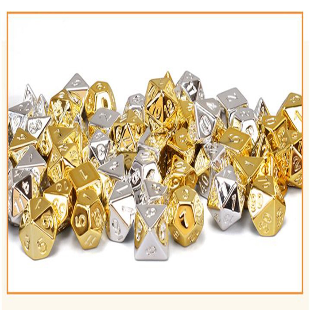 Metal terninger stor si terning rekvisitter guld og sølv point farve terninger læremidler terning legetøj polyhedron