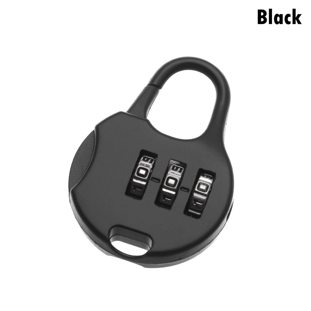 1Pc Mini 3 Dial Digit Number Code Password Lock Combination Code Travel Suitcase Luggage Diary Protector Metal Safe Lock: black
