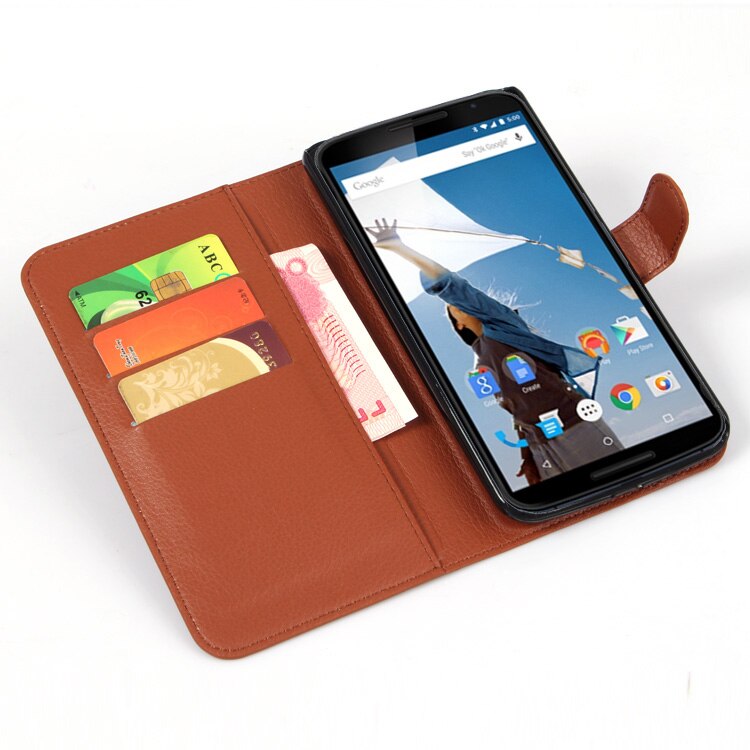 for Motorola MOTO Google Nexus 6 Case Wallet Card Stent Cases Lichee Pattern Flip Leather Cover black Case Nexus6 Google6