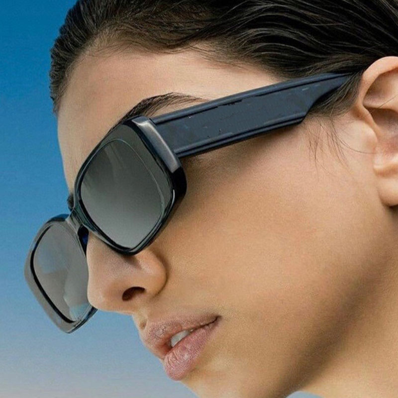 Occhiali da suola quadrati da donna neri progettista di marca di lusso Occhiali da suola con montatura grande Occhiali da suola rettangolari Vintage ▾ femminili retrò